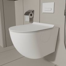MEJE Cuvette pour WC suspendu + Abattant soft close + Plaque blanche