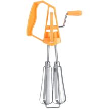 Mélangeur à Main, Fouet Manuel en Acier Inoxydable, mélangeur de Cuisine Rotatif, Outil de Cuisson pour crème fouettée, Fouet et pâtisserie(Orange)