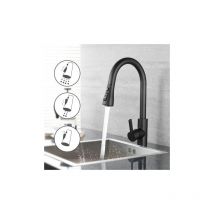 Gotrays - Mélangeur de cuisine extractible en acier inoxydable, 3 modes de pulvérisation, mélangeur de cuisine ou de salle de bain pivotant à 360°,