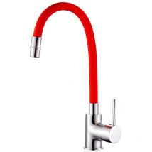 Sphera - Mélangeur d'évier Chrome et rouge avec Monocommande mod. Flex