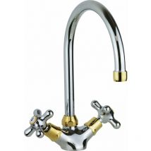 Paffoni - Robinet d'évier de cuisine à double levier de couleur chrome-or Iris IRV180CO chromè-or - Iris