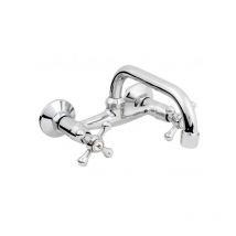 Hydroland - Robinet Cuisine Mitigeur Chrome Mural Manettes Croisillons Bec Supérieur