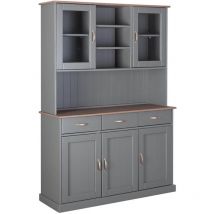 Altobuy - melina - Buffet Vaisselier 5 Portes 3 Tiroirs Coloris Gris