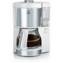 Look Perfection - Macchina da caffè con filtro - con caraffa in vetro - antigoccia - 10 tazze - Bianco/Acciaio inossidabile (1025-05) - Melitta