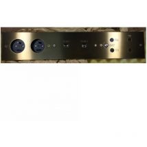 Meljac - Regleta completa - 2 pc+t + 2 RJ45 spe + 1 tv fm sat + 2 rca + gr - Bronce - 41x8cm