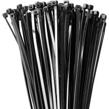 Melko - 100 Stück Kabelbinder Schwarz Kabelstrapse Kabelband Strapse Kabelrapp