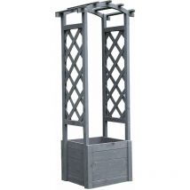 Melko - arco di rose con fioriera a traliccio in legno a graticcio nero cornice a traliccio nero arco da giardino