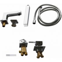 Badewannenarmatur 4 Loch Handbrause Chrom Wannenrandarmatur Wasserfall - Melko