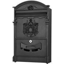 Melko Boîte aux lettres boîte aux lettres rétro boîte aux lettres vintage murale noire design antique avec plaque signalétique et format A4