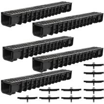 Melko - Canal de drainage Canal de drainage B125, 5 mètres, grille en fonte - convient pour DN75 et avec adaptateur pour DN110