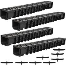 Melko - Entwässerungsrinne Entwässerungskanal B125, 4 Meter, Gussrost - passend für DN75 und inkl. Adapter für DN110