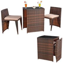 Meubles de jardin 3er set set de jardin set de bar en rotin set de jardin sièges set de balcon gain de place set de sièges groupe - Melko