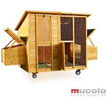 Poulailler pour 4 poulets Poulailler roulant 214x125x108cm Poulailler en bois avec 2 nichoirs, toit résistant aux intempéries - Melko