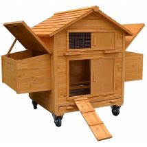 Poulailler pour 4 poulets roulants 157x90x114cm poulailler en bois avec 2 nichoirs - Melko