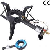 Melko - Sgabello fornello accensione piezoelettrica 3 gambe 6.5KW bruciatore a gas fornello a gas fornello da campeggio in acciaio ghisa piano