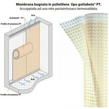 Membrana bugnata in hdpe con rete portaintonaco rotolo 20 mq
