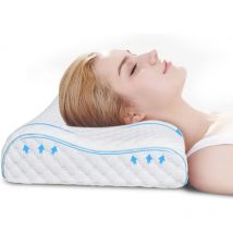 Ikodm - Memory Foam Pillow Ergonomic Pillows, Orthopedic Pain Relief Pillow Anti Snoring Pillow, Breathable Side Sleeper Pillow with Optional Height