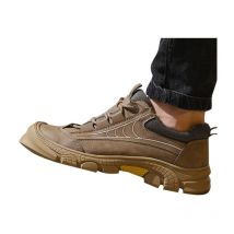 Men's Safety Shoes Lightweight Steel Toe Sneakers Puncture Resistant Work Utility Shoes, Brown, Size: 45