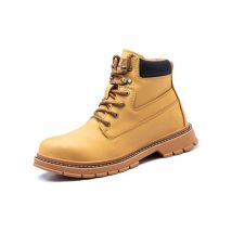 Ikodm - Men's Steel Toe Work Boots Waterproof Safety Shoes Non-Slip Construction Work Shoes Outdoor Anti-Slip Ankle Boots-42 Safety Boots