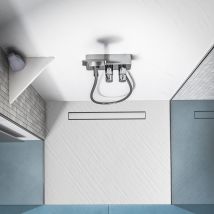U-tile - Mensola angolare bianca in Solid Surface opaco e liscio - 24 x 24 cm x 2,4 cm di spessore (resiste fino a 15 chili)