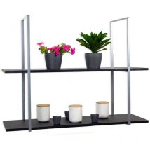 Mensola BAR SHELF 115 cm GRIGIO NERO con 2 Ripiani Sospesa a soffitto porta bicchieri e bottiglie