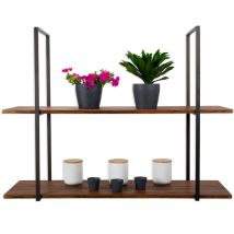 Yelloo - Mensola bar shelf 115 cm marrone con 2 Ripiani Sospesa a soffitto porta bicchieri e bottiglie