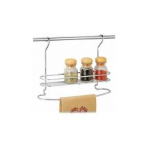 Mensola Portabarattoli e Portacanovaccio per Barra da Cucina Realizzata in Filo di Metallo Cromato - Artex