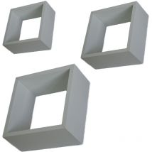 General Trade - mensole da parete a cubo moderne 3 pz design quadrato moderno 2 ripiani bianco