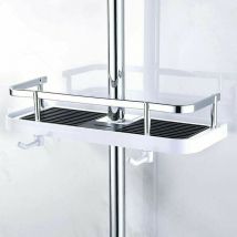 Alovez - Mensola doccia regolabile a muro, cestello portaoggetti bagno cucina fissato su tubo, piatto doccia in metallo antiruggine, pratico supporto