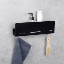 Mensola organizer per bagno in alluminio nero Wenca