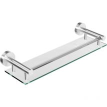 Aquamarin Mensola da Bagno in Vetro - da Parete, 500 x 140 mm, Vetro Temperato, Spessore 6 cm, con Barra di Alluminio, Argento - Ripiano