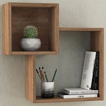 Decortie - Mensola Scaffale da Parete 2 Elementi Quercia Salvaspazio Arredamento Moderno