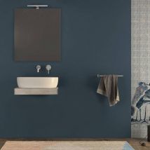 Baden Haus - Mensolone da bagno 60 cm rovere sbiancato con specchio filo lucido, pensile da 100 cm e cassettone da 75 cm
