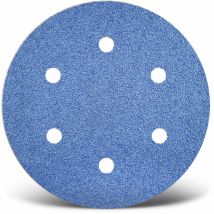 Blue Dischi abrasivi velcrati, 150 mm, 6 fori, p. Levigatrici rotorbitali (25 Pz.) G60 - Menzer