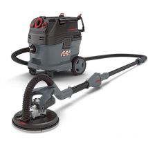 Menzer - Levigatrice a Collo Lungo lhs 225 vario & Aspiratore di Sicurezza (Aspiratore a Umido/Secco) vcl 530 pro incl. Set di Abrasivi