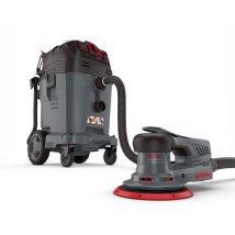 Menzer - Levigatrice Rotorbitale ets 150 2.5 & Aspiratore di Sicurezza vcm 550 pro incl. Set di Abrasivi