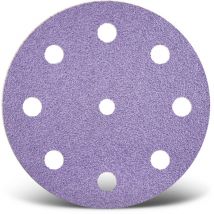 Purple hd Disques abrasifs auto-agrippants, 125 mm, 9 trous, p. Ponceuses excentriques, Mix céramique (Lot de 50) G320 - Menzer