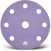 Purple hd Disques abrasifs auto-agrippants, 150 mm, 9 trous, p. Ponceuses excentriques, Mix céramique (Lot de 50) G180 - Menzer