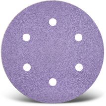 Purple hd Disques abrasifs auto-agrippants, 225 mm, 6 trous, p. Ponceuses à plâtre, Mix céramique (Lot de 25) G80 - Menzer
