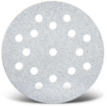 White Disques abrasifs auto-agrippants, 125 mm, 17 trous, p. Ponceuses excentriques, Corindon normal (Lot de 50) G180 - Menzer