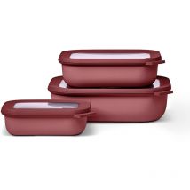 Set da 3 Contenitori Cirqula Rettangolare - Contenitori per Alimenti con Coperchio - Adatti come Contenitori Ermetici per Frigo, Congelatore,