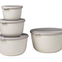 Set di 4 Contenitori Cirqula Rotondo - Contenitori per Alimenti con Coperchio - Adatti come Contenitori Ermetici per Frigo, Freezer, Microonde - 500,