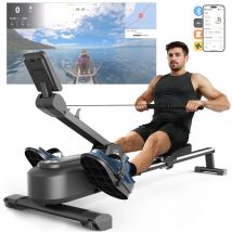 MERACH Magnetisches Rudergerät im Hai-Design – 16 Stufen, LCD & Bluetooth, extra leises Bremssystem, klappbar
