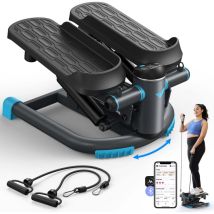 MERACH Mini Stepper mit LCD & Widerstandsbändern – 150 kg Belastung, 2-in-1 Heimtrainer für Beine, Po & Arme