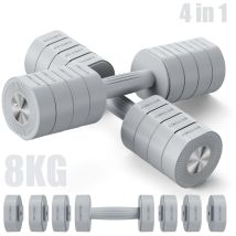 MERACH Verstellbare 4-in-1 Kurzhanteln 2er Set (1–4 kg) – Fitness Dumbbells für Zuhause, grau