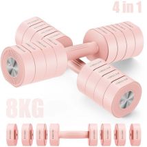 MERACH Verstellbare 4-in-1 Kurzhanteln 2er Set (1–4 kg) – Fitness Dumbbells für Zuhause, rosa