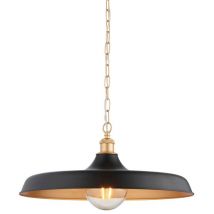 Merano - Afragola Plafonnier suspendu Dome noir mat, peinture or satiné