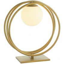 Merano - Bergamo Table Lamp Brushed Gold Paint & Gloss Opal Glass