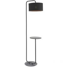 Merano - Carrara Lampadaire Peinture Noir Satiné & Tissu Noir