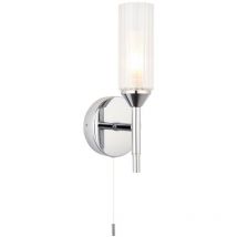 Merano Casoria Applique Salle de Bain en Verre, Plaque Chrome, Verre Nervuré, IP44